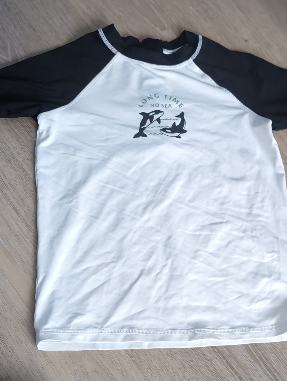 Miles Whale Rashguard Swim Top Short Sleeve White Black